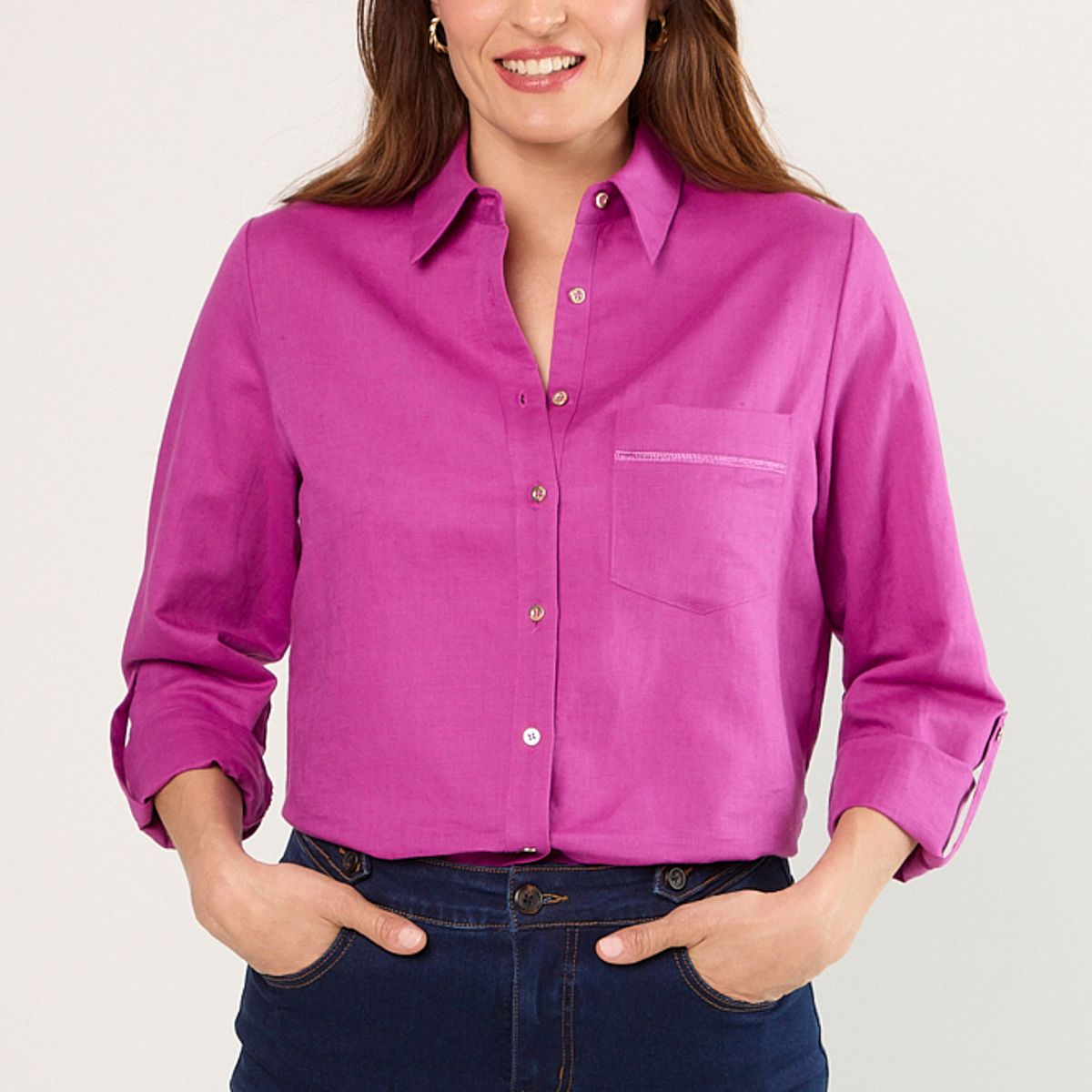 MA GRIFFE - Blusas Manga Larga Mujer Violeta Magriffe