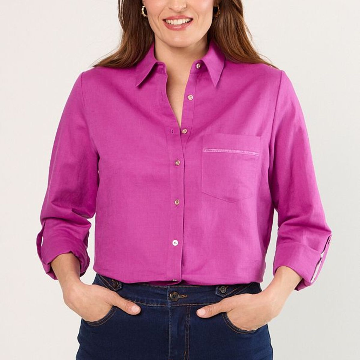 MA GRIFFE - Blusas Manga Larga Mujer Violeta Magriffe