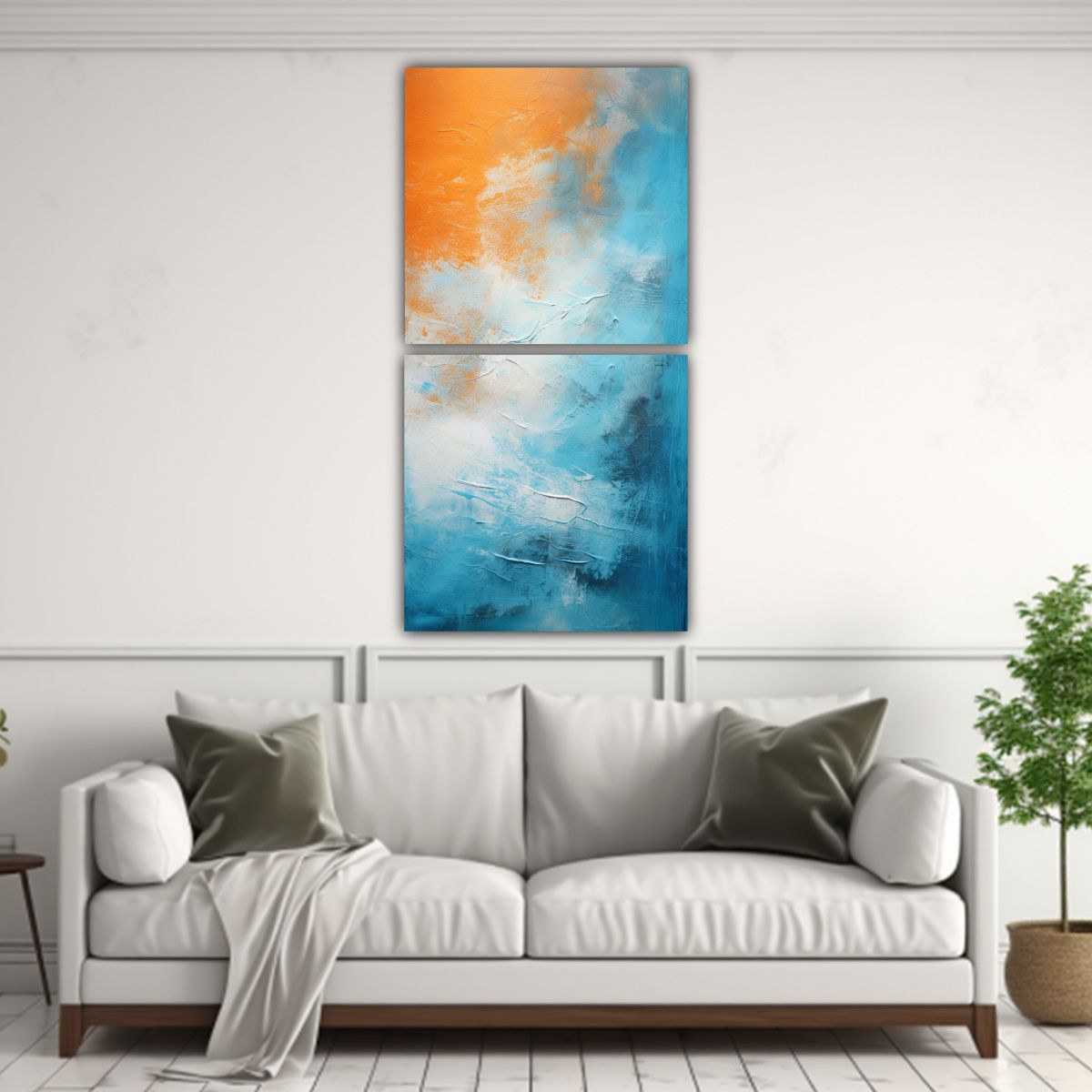 GENERICO - Cuadros Dibujo Rectangular Abstracto Naranja Y 80x160 Cm