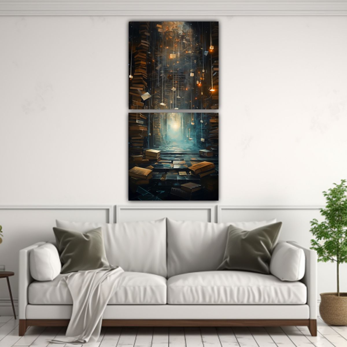 GENERICO - Set 2 Telas En Bastidor Vintage Unica Abstracta 80x160 Cm