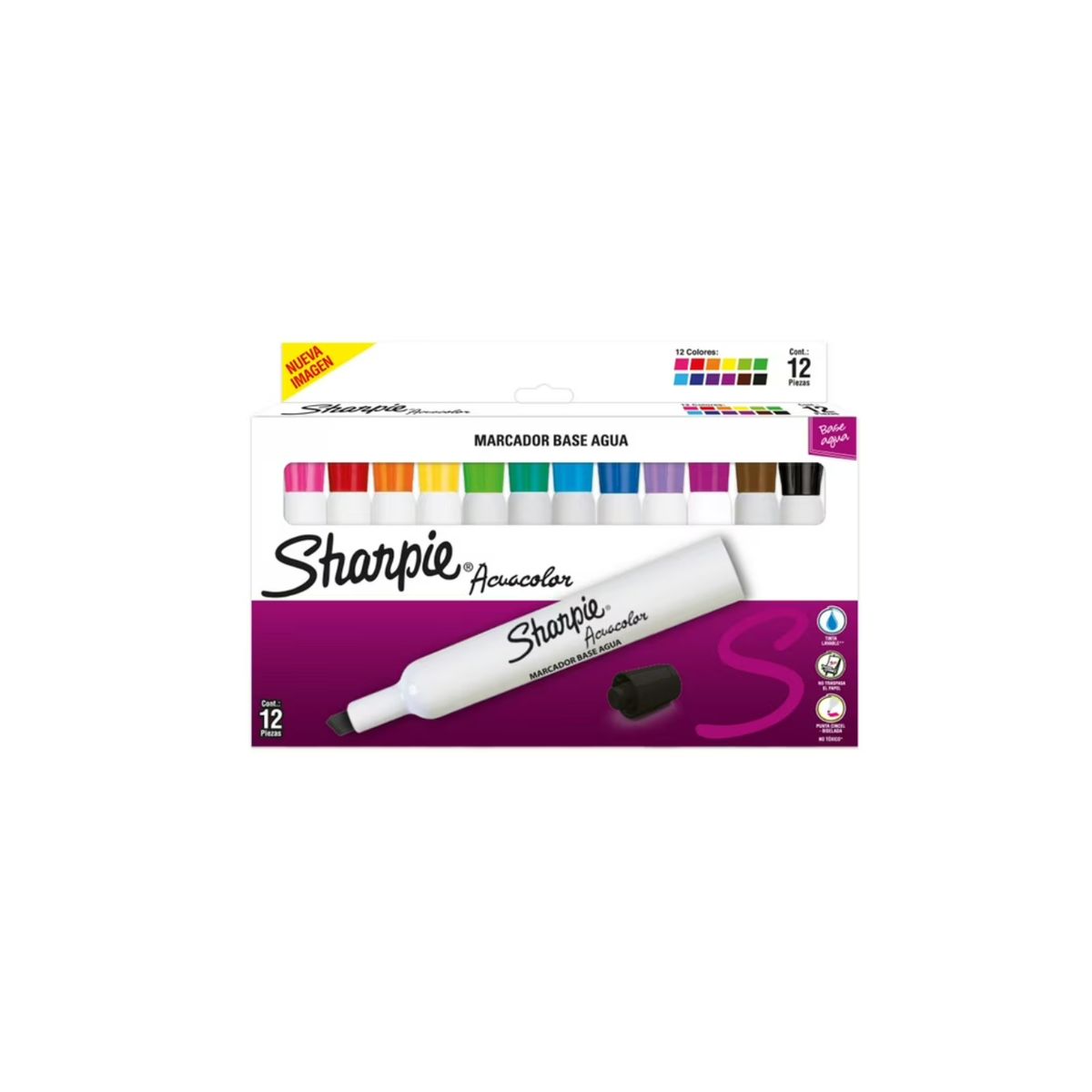 SHARPIE - Set Marcadores Sharpie Acuacolor 12 Colores