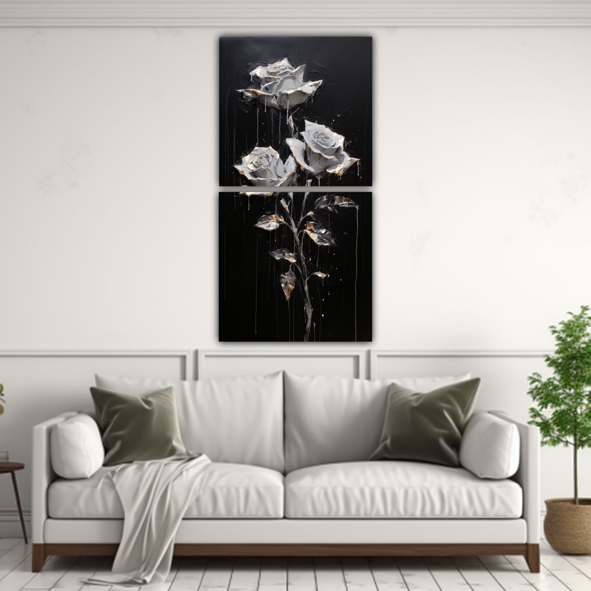 GENERICO - Pintura En Lienzo Estilo Simétrico De Rosas 70x140 Cm
