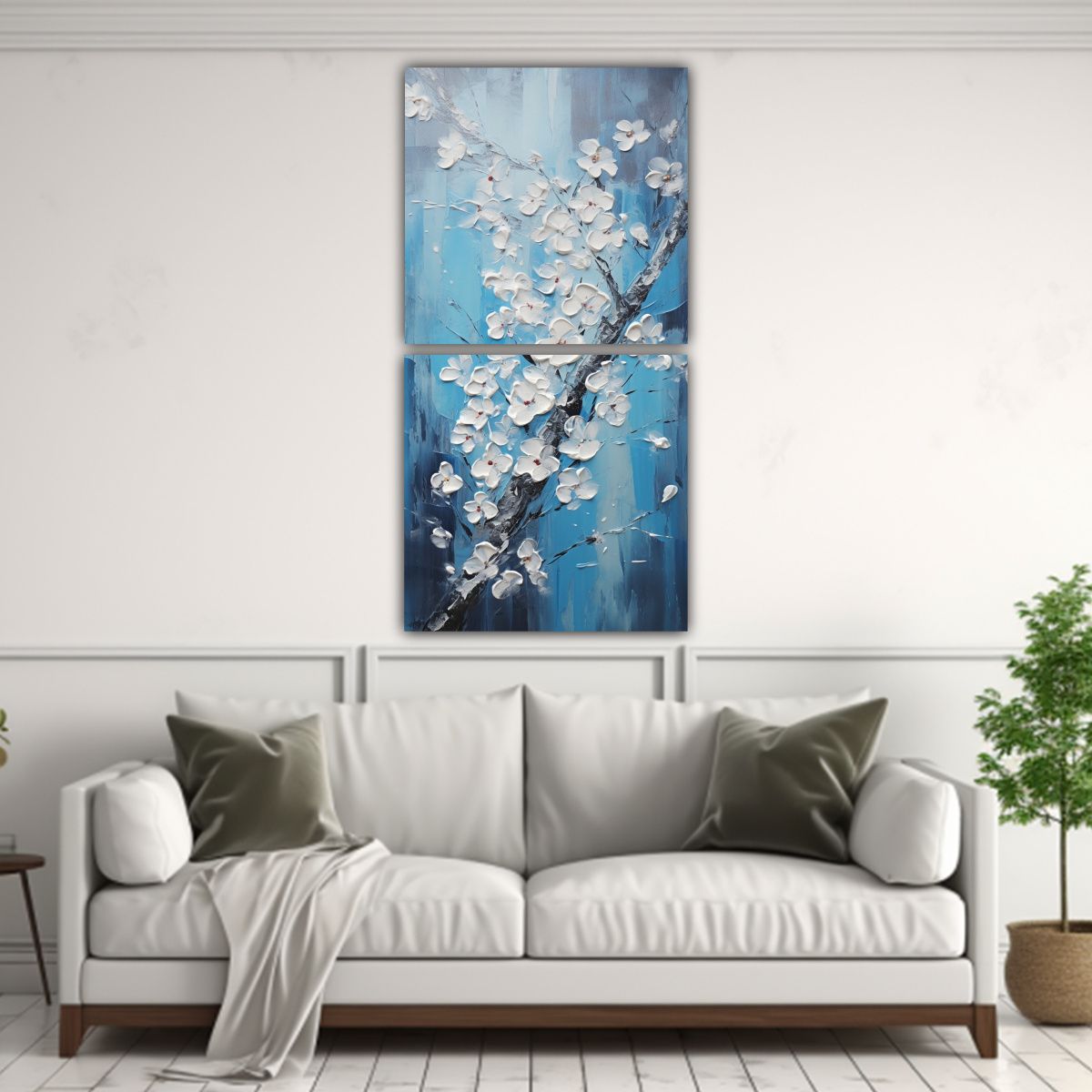 GENERICO - Pintura En Lienzo De Cerezos Azules Para Decorar 70x140 Cm