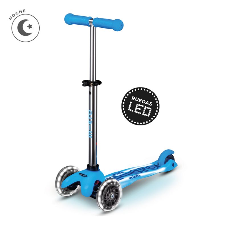 MICRO - Scooter Micro Mini Deluxe Led Brilla de Noche Celeste, Niños 2 a 5 años