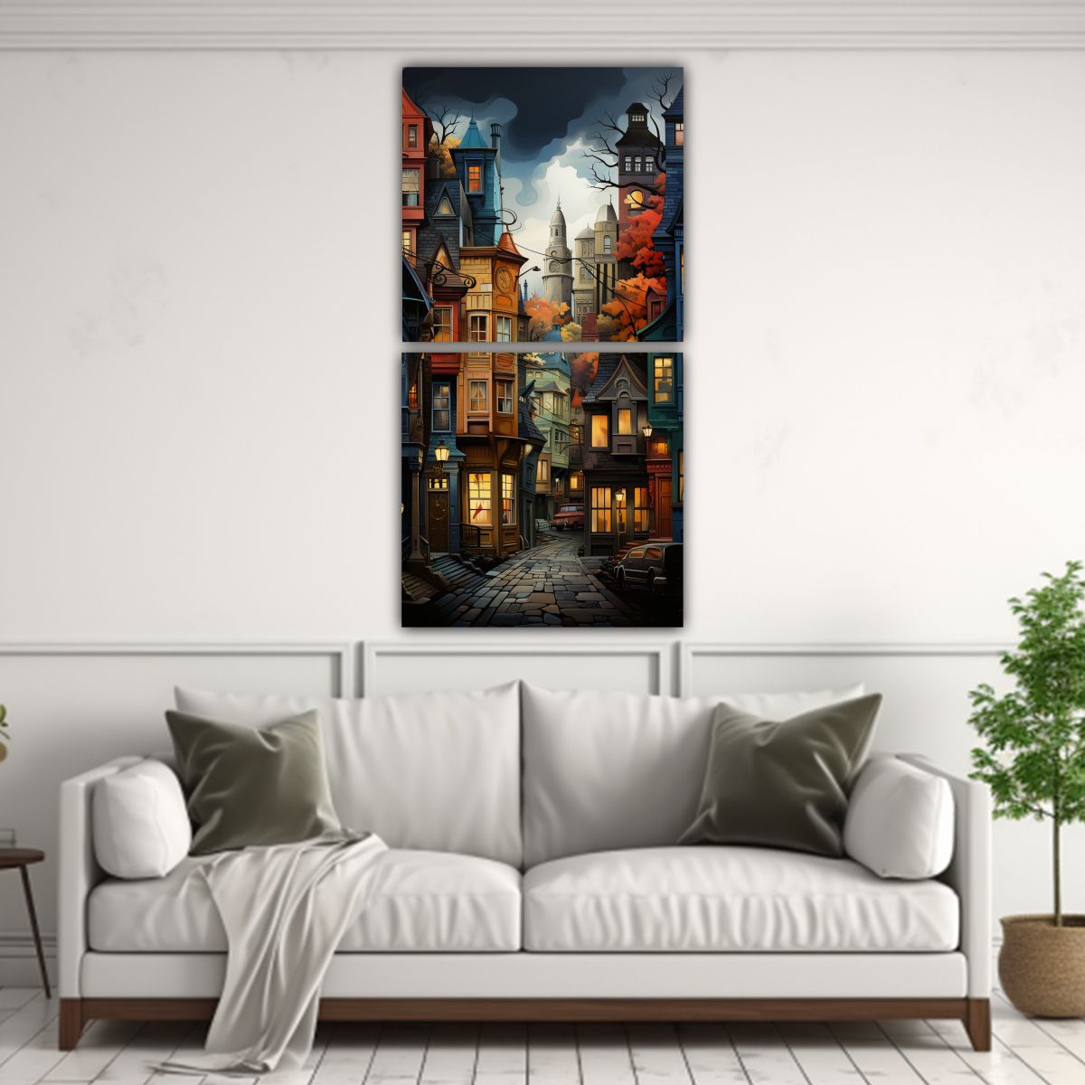 GENERICO - Cuadro Cuadro Calma Estilo Cubista De Paisaje 70x140 Cm