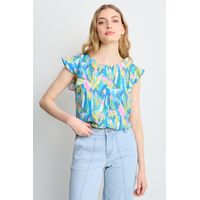 Blusas Manga Corta Mujer Azul