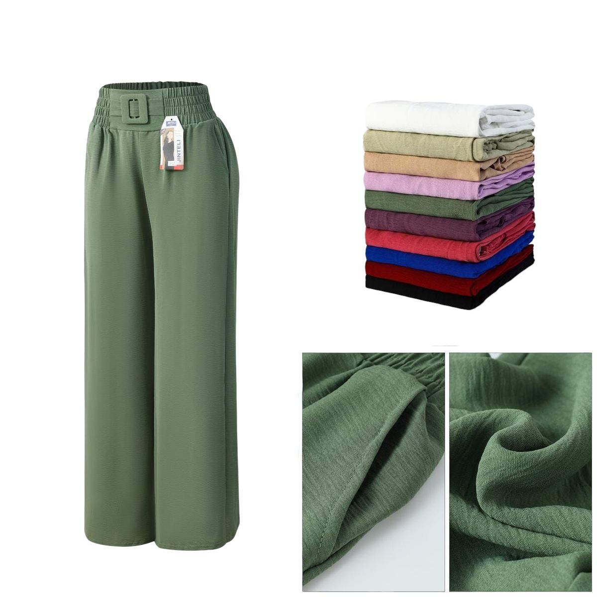 AGW - Pack 3 Pantalones Viscosa Mujer Colores Surtidos