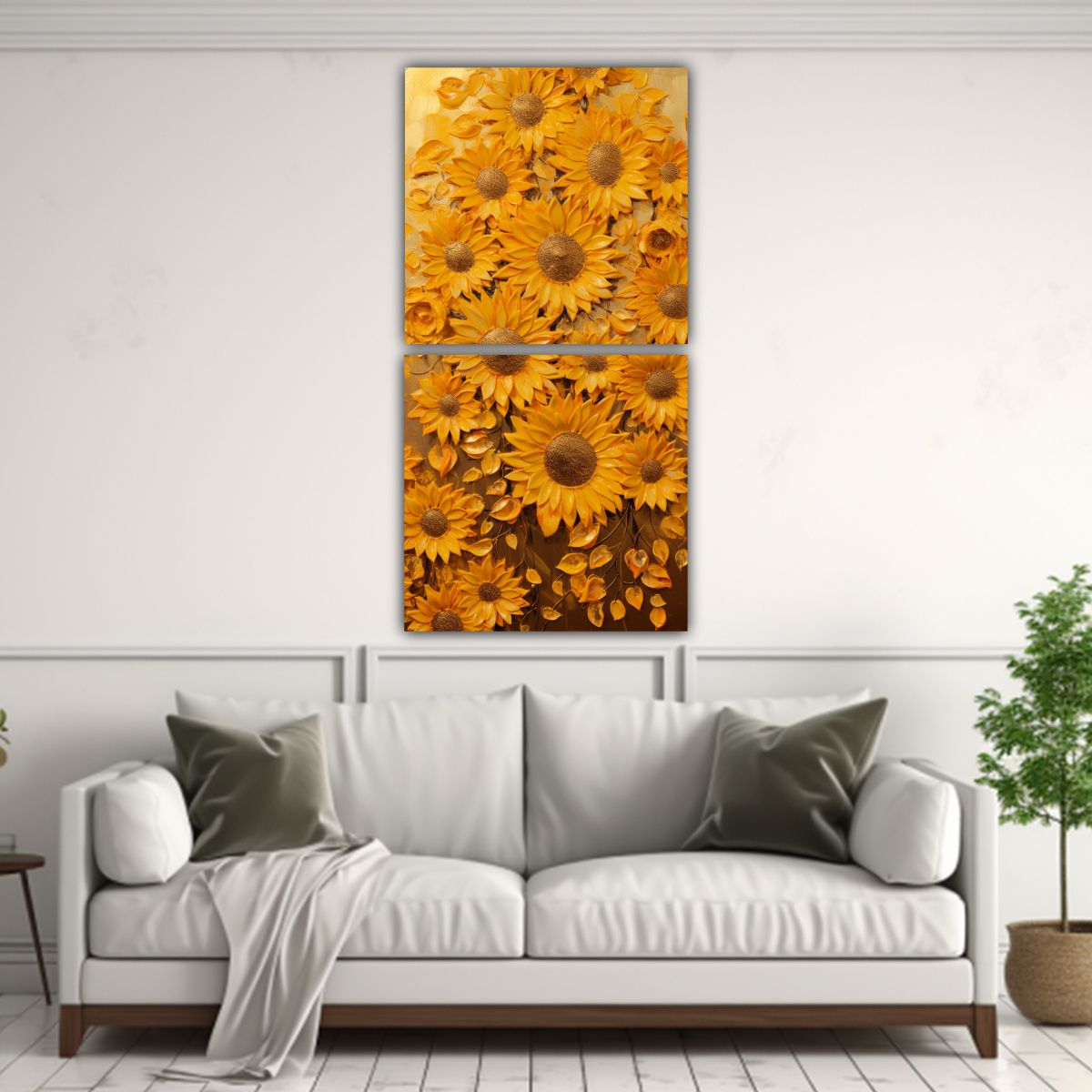 GENERICO - Cuadro De Lienzo Dorado Inspiración Cultural Con 70x140 Cm