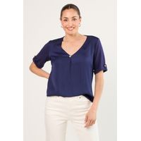 Polera Manga Corta Mujer Azul Magriffe