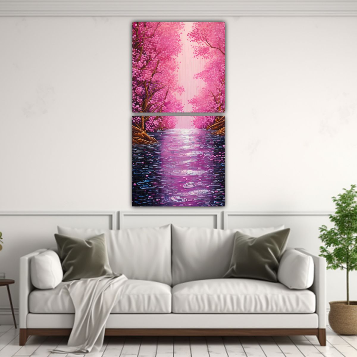 GENERICO - Pintura Decorativa Estilo Puntillismo Luminoso De 80x160 Cm