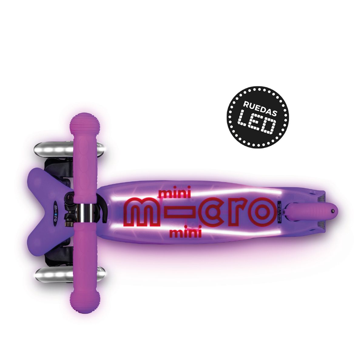 MICRO - Scooter Micro Mini Deluxe Led Brilla de Noche Rosado, Niños 2 a 5 años