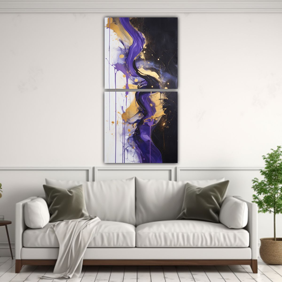 GENERICO - Pinturas Decorativas Abstractas Azul Púrpura Oro 70x140 Cm