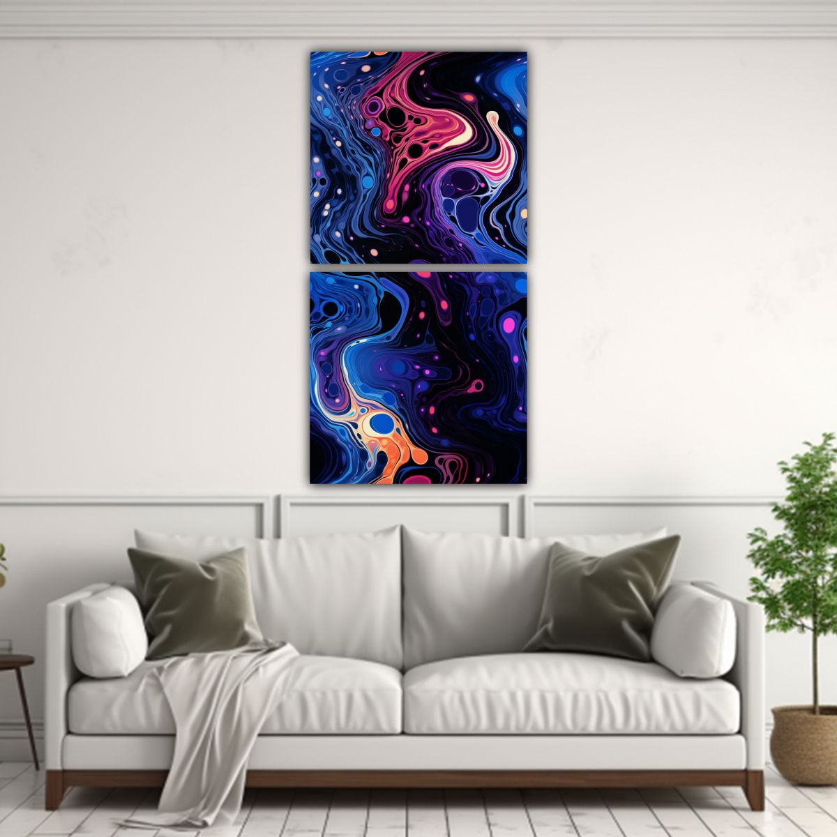 GENERICO - Conjunto 2 Cuadros Verticales Ambiente Tintes 70x140 Cm