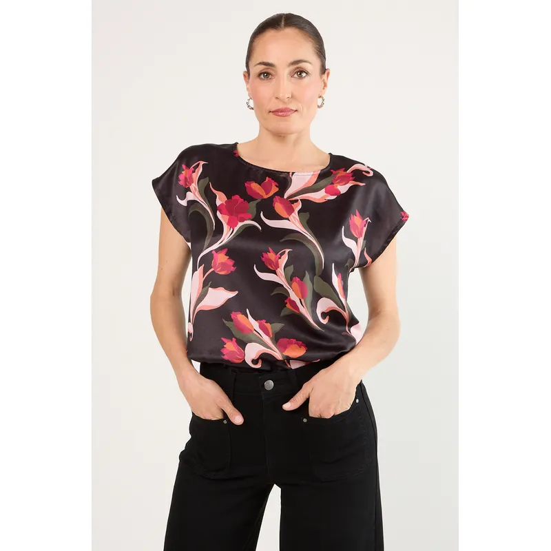 MA GRIFFE - Polera Manga Corta Mujer Negro Magriffe
