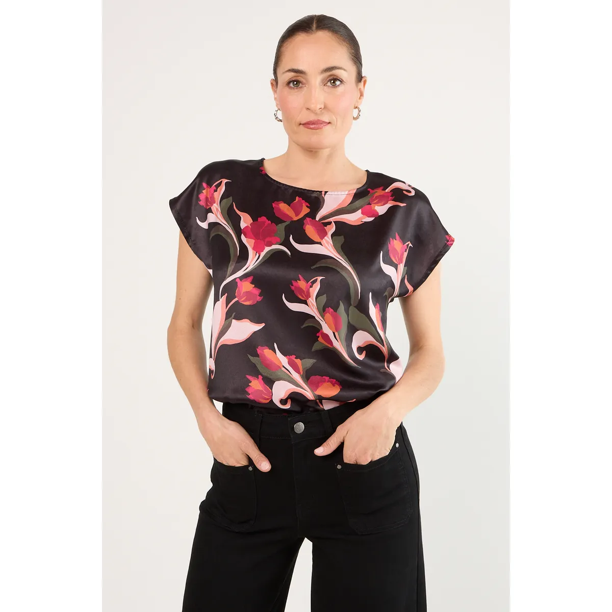 MA GRIFFE - Polera Manga Corta Mujer Negro Magriffe