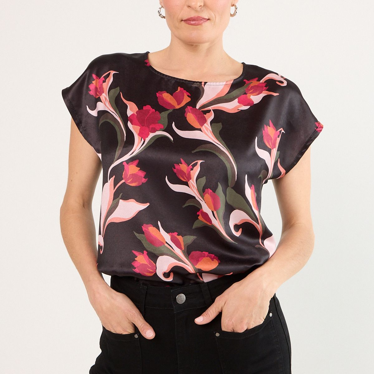 MA GRIFFE - Polera Manga Corta Mujer Negro Magriffe