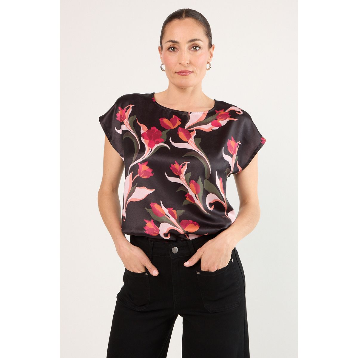 MA GRIFFE - Polera Manga Corta Mujer Negro Magriffe