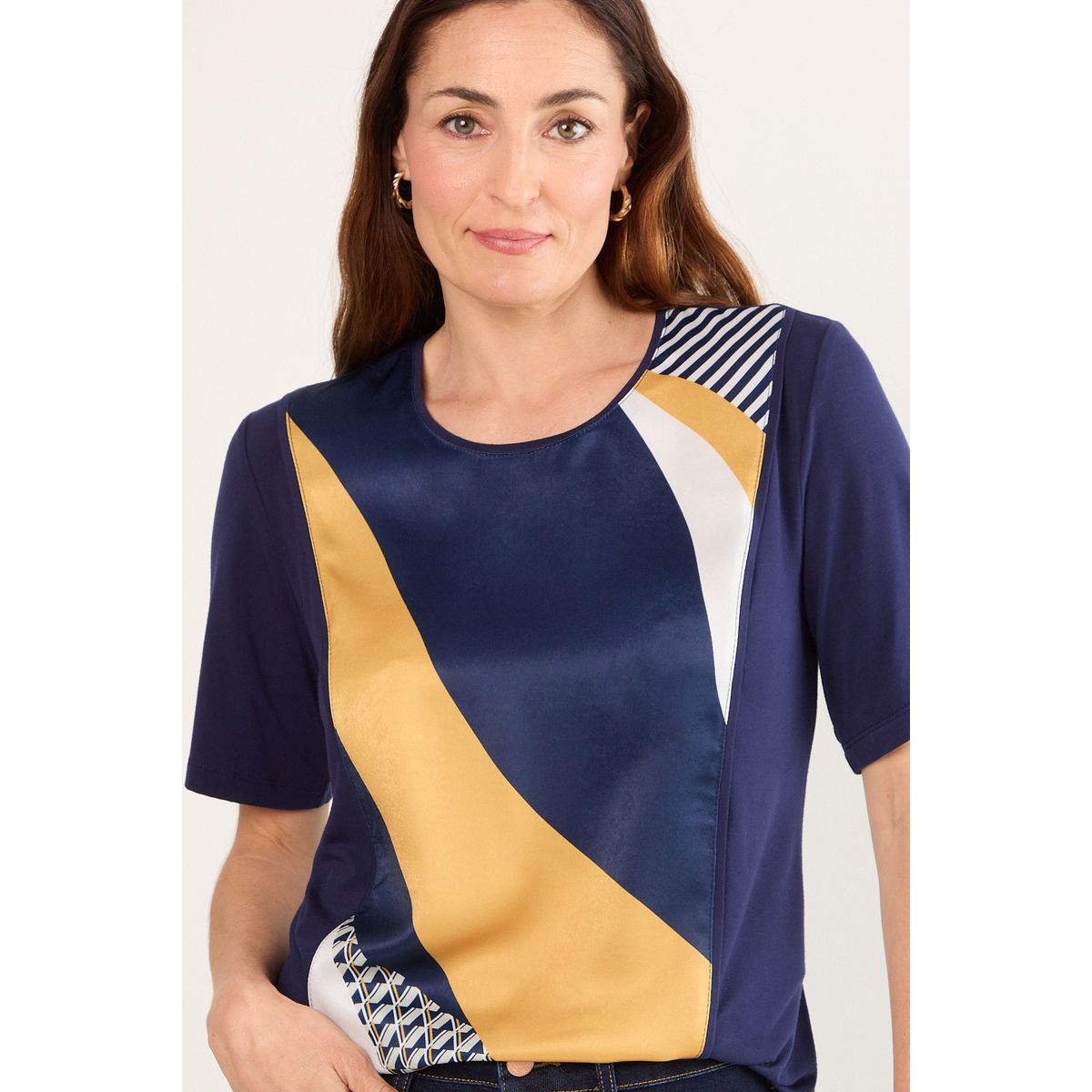 MA GRIFFE - Polera Manga Corta Mujer Azul Magriffe