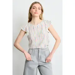 IO - Blusas Manga Corta Mujer Crudo