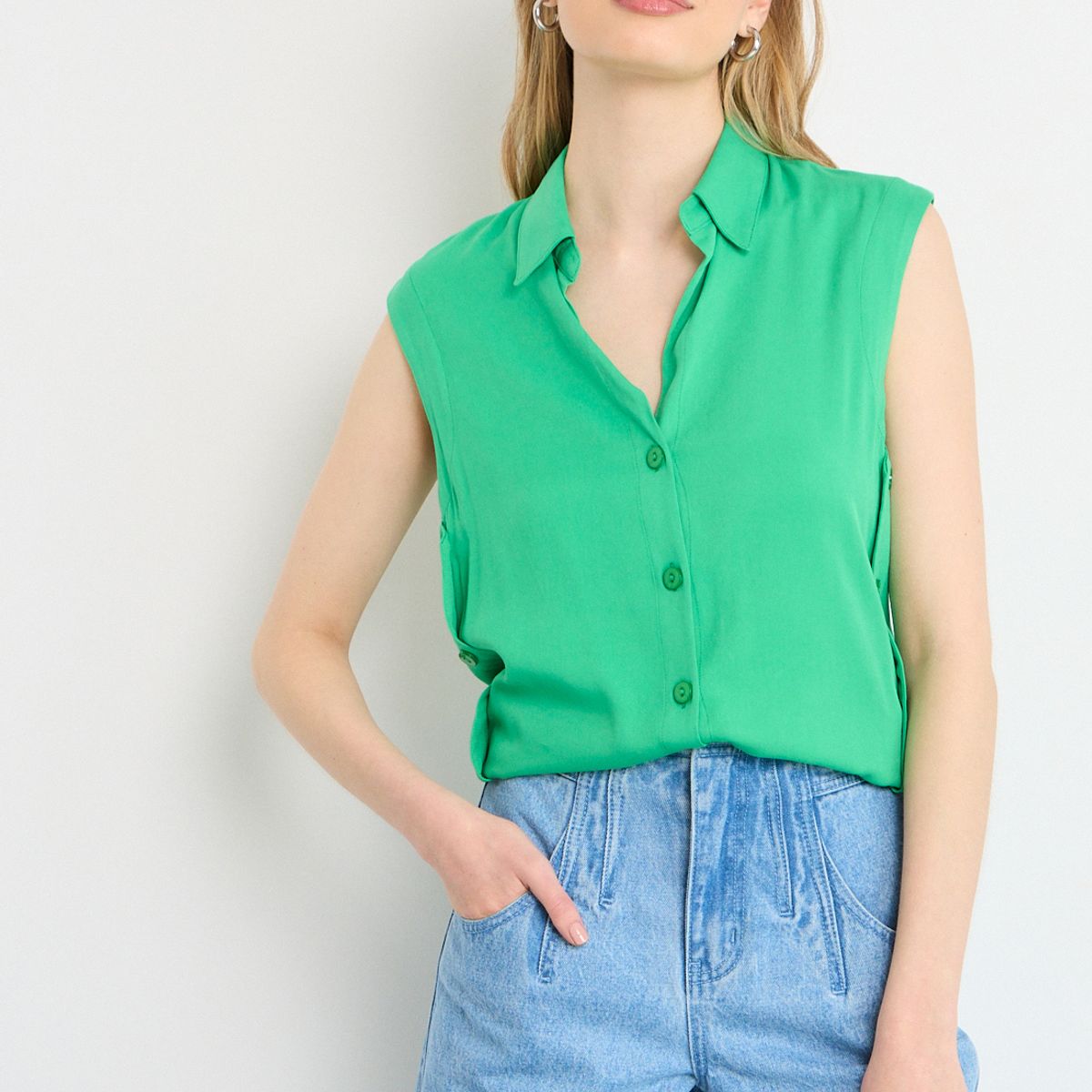 IO - Blusas Sin Manga Mujer Verde Io