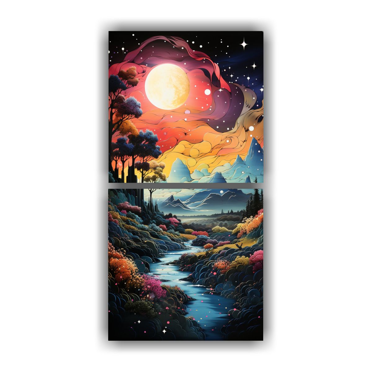 GENERICO - Pintura Conceptual De Comedor Con Luna Cerca De 80x160 Cm