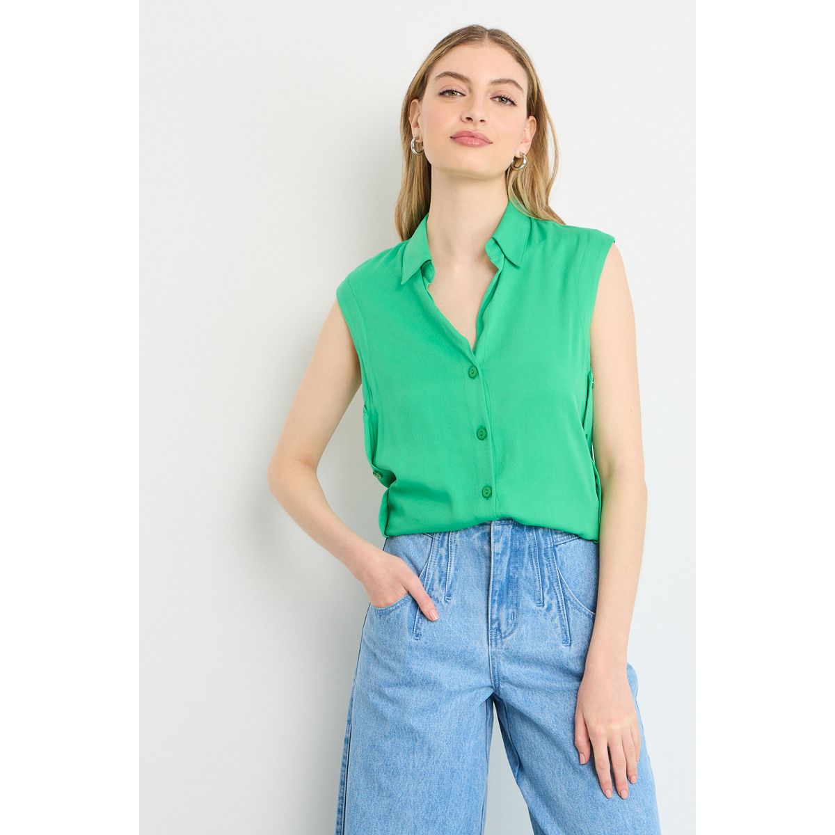 IO - Blusas Sin Manga Mujer Verde Io