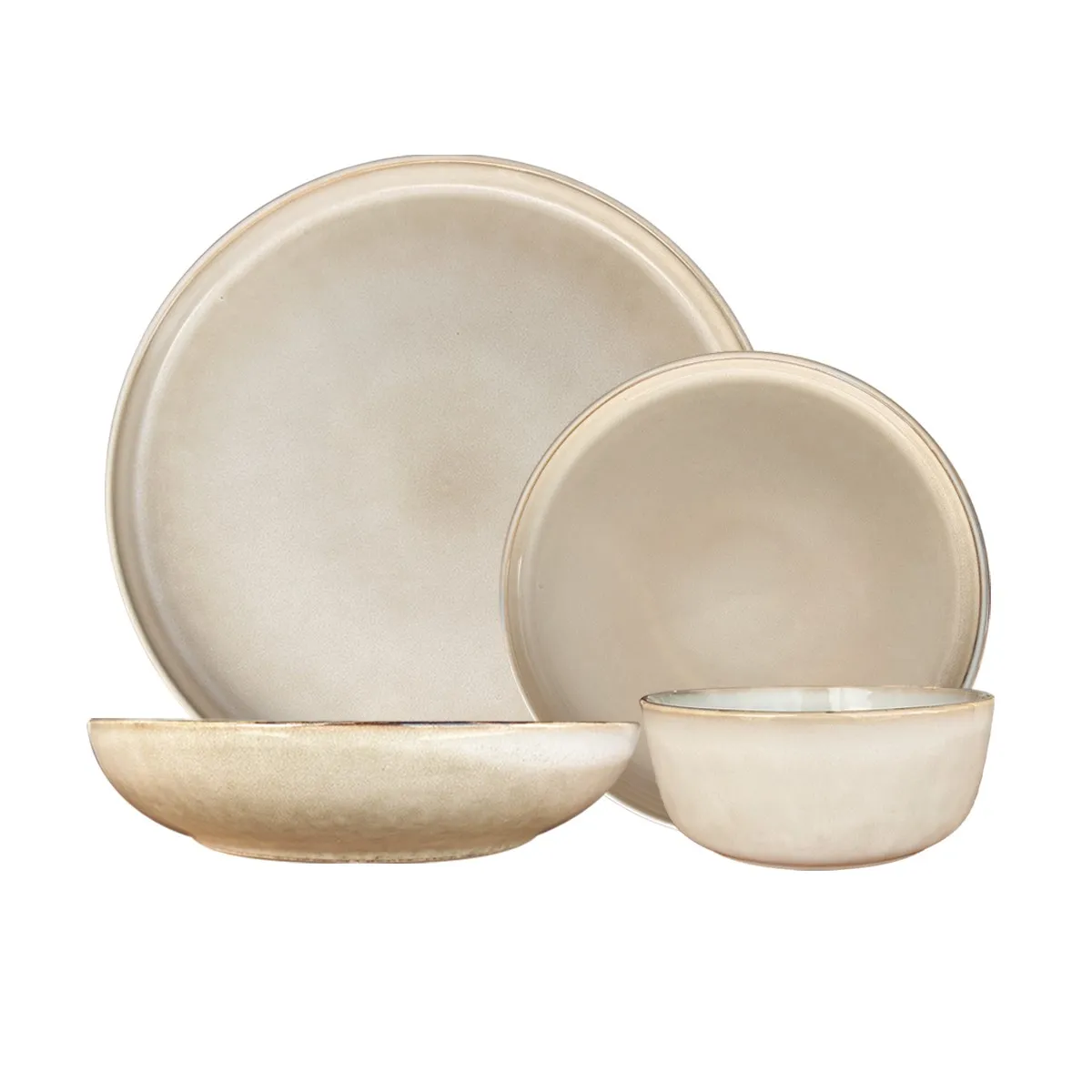 IMAHE - Set Vajilla 24 Piezas Cerámica Beige Linea Oslo