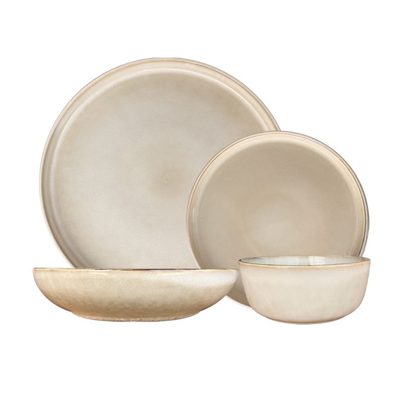 GENERICO - Set Vajilla 24 Piezas Cerámica Beige Linea Oslo