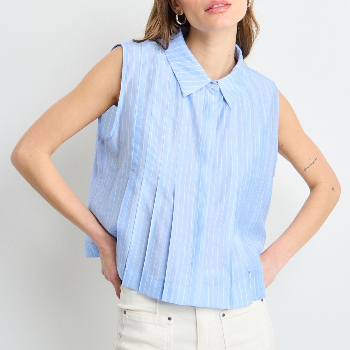 IO - Blusas Sin Manga Mujer Celeste Io