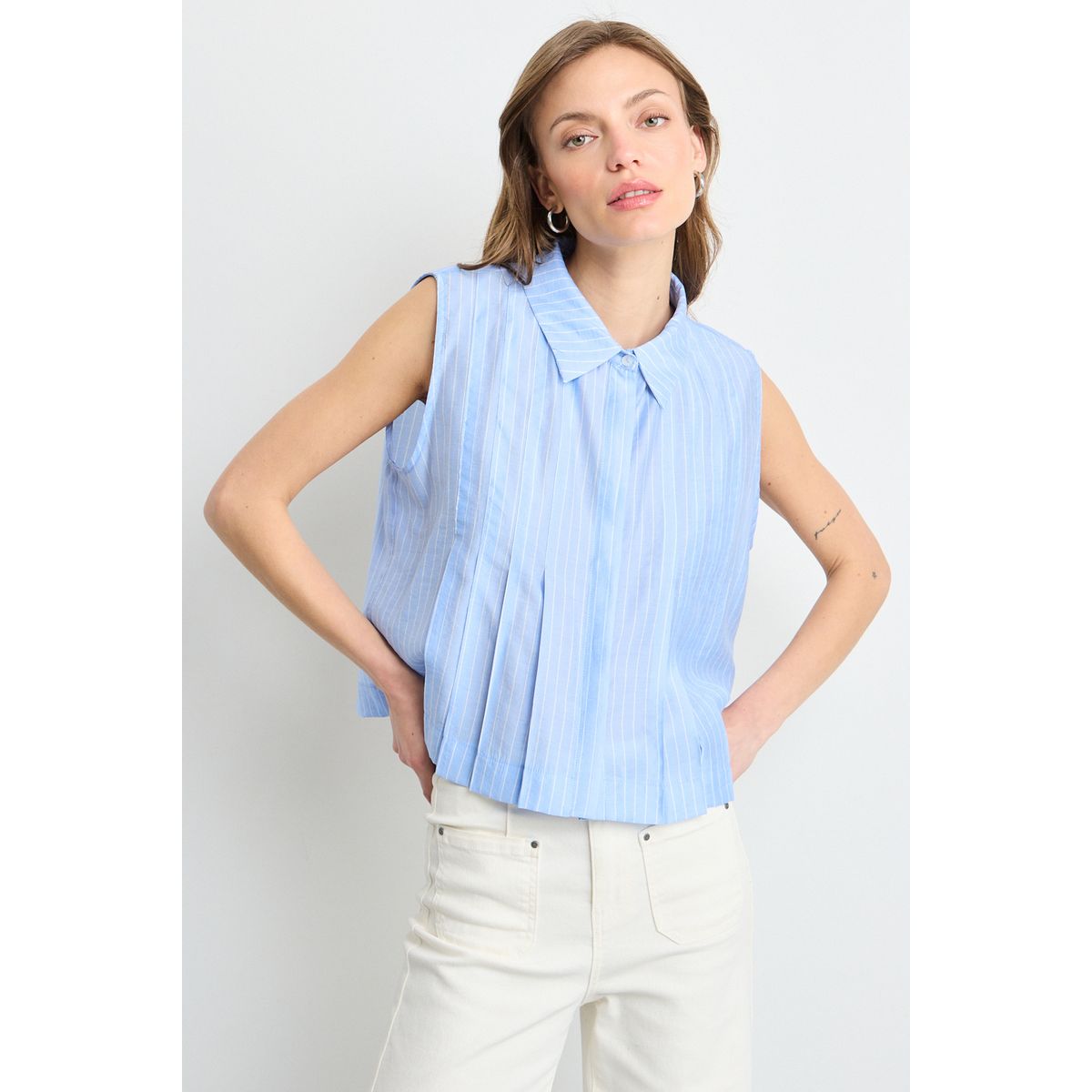 IO - Blusas Sin Manga Mujer Celeste Io