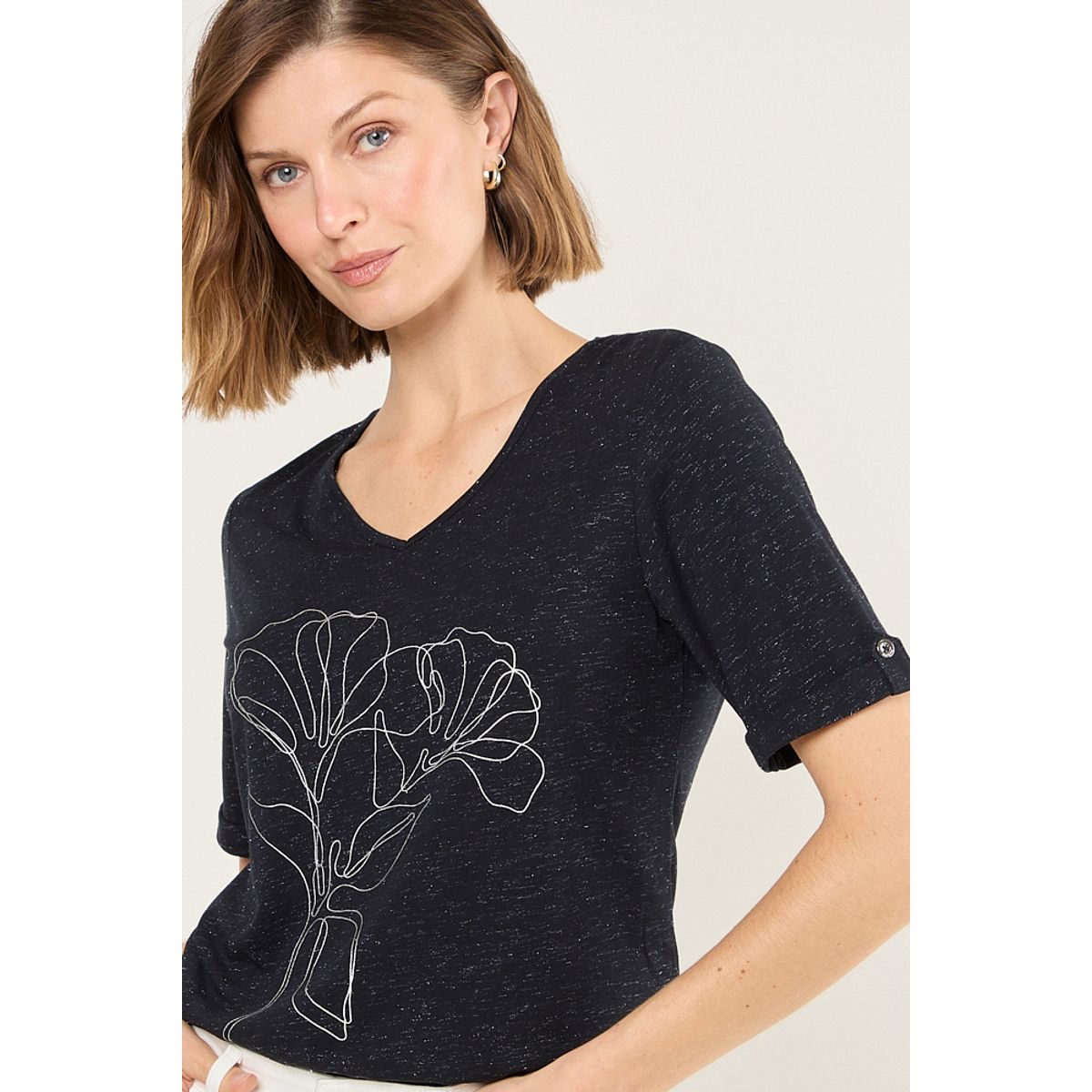 MA GRIFFE - Polera Manga Corta Mujer Azul Magriffe