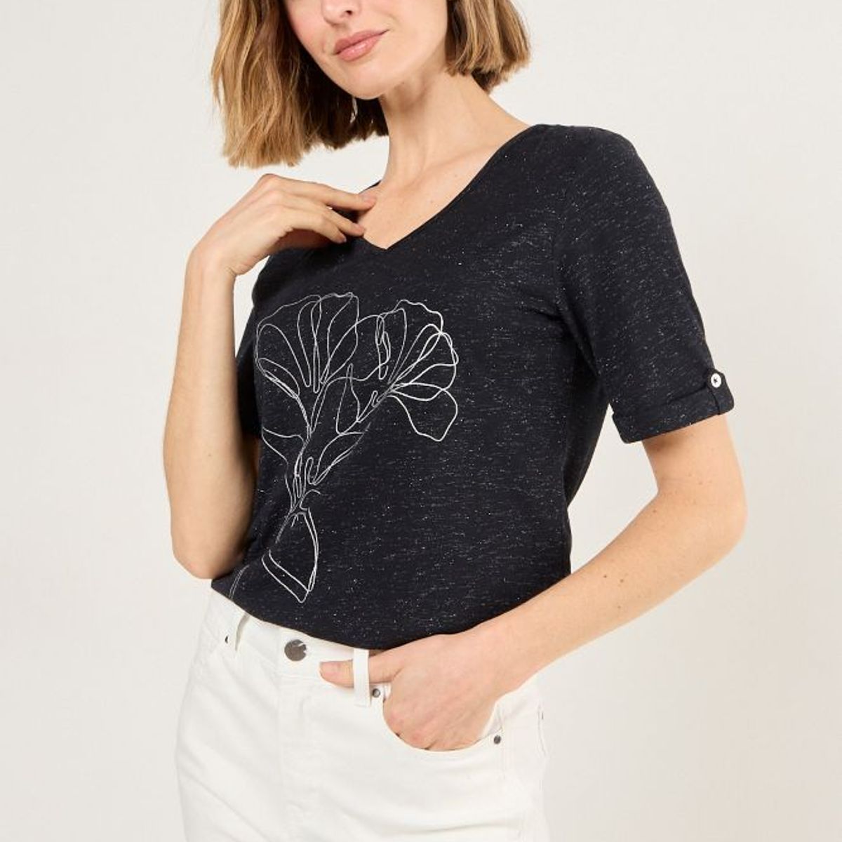 MA GRIFFE - Polera Manga Corta Mujer Azul Magriffe