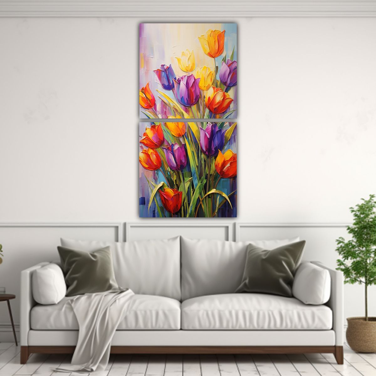 GENERICO - Pintura Composición Equilibrio Tulipanes 80x160 Cm