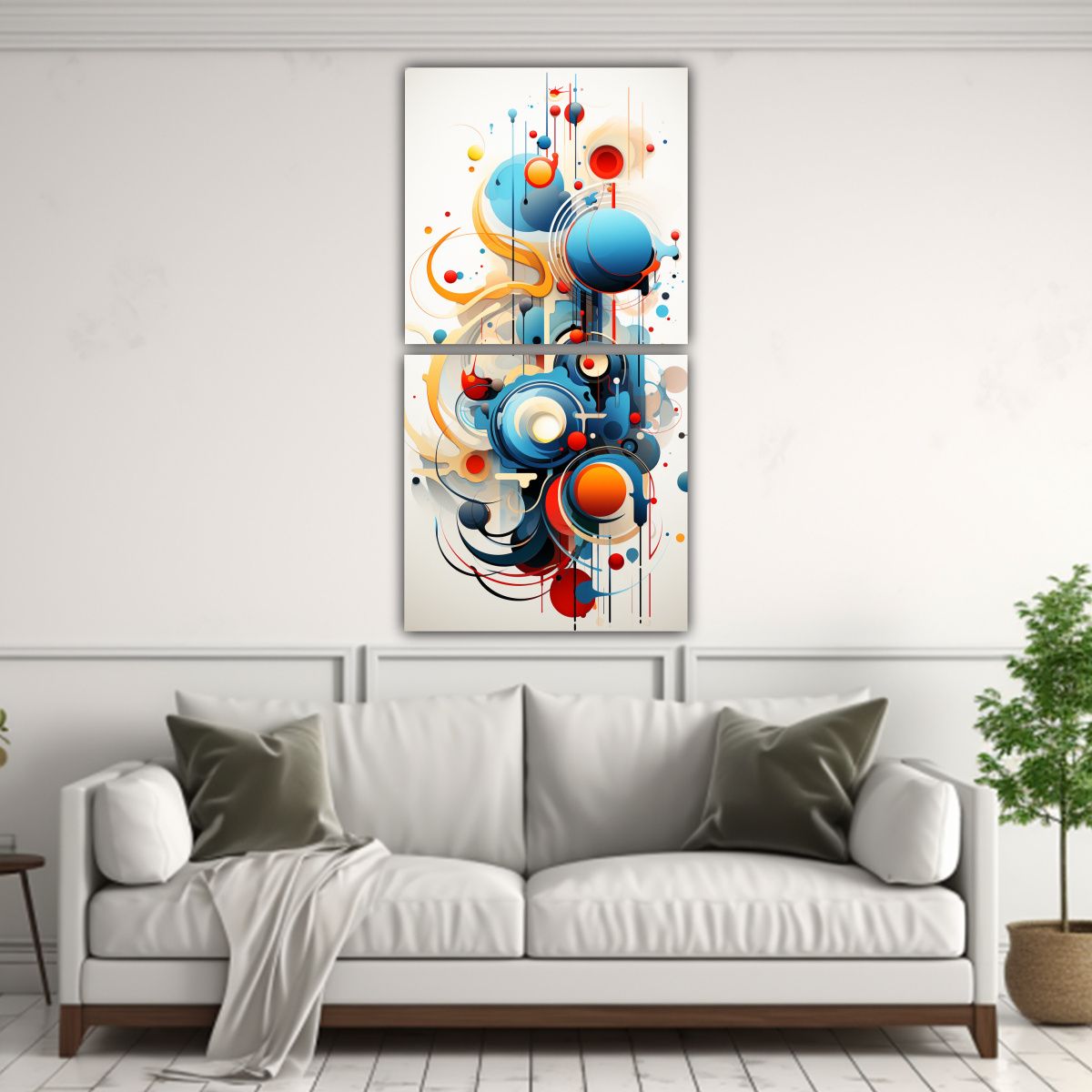 GENERICO - Cuadro Abstracto Colores Para Sala 80x160 Cm