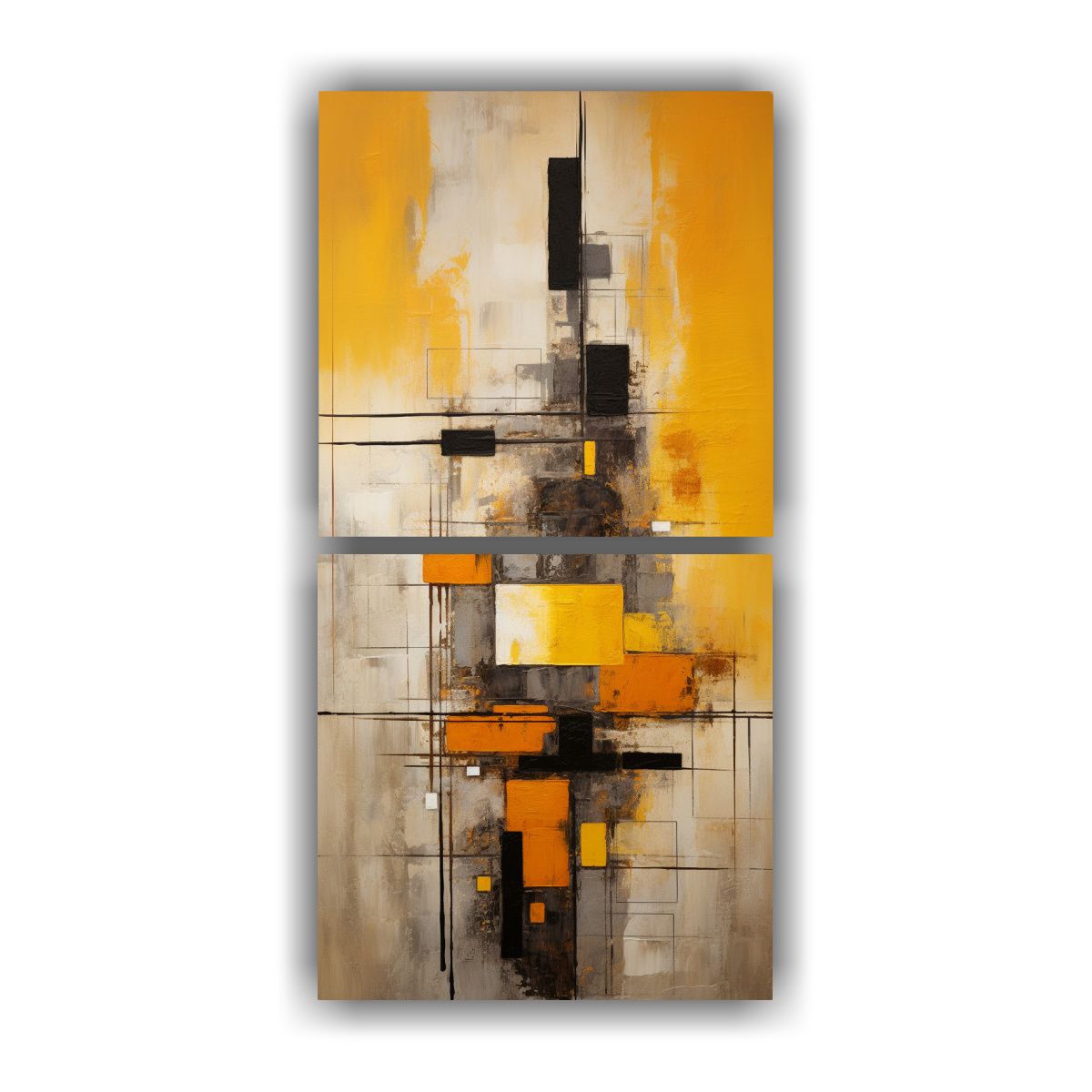GENERICO - Cuadro Abstracto Tela Canvas Amarillo Mostaza 70x140 Cm