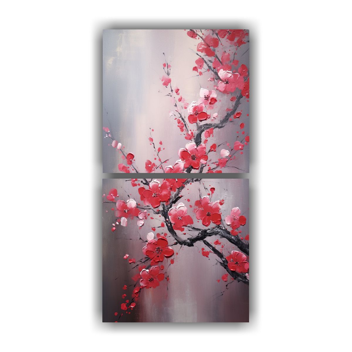 GENERICO - Pintura Al óleo De Flores De Cerezo Rojas En 70x140 Cm