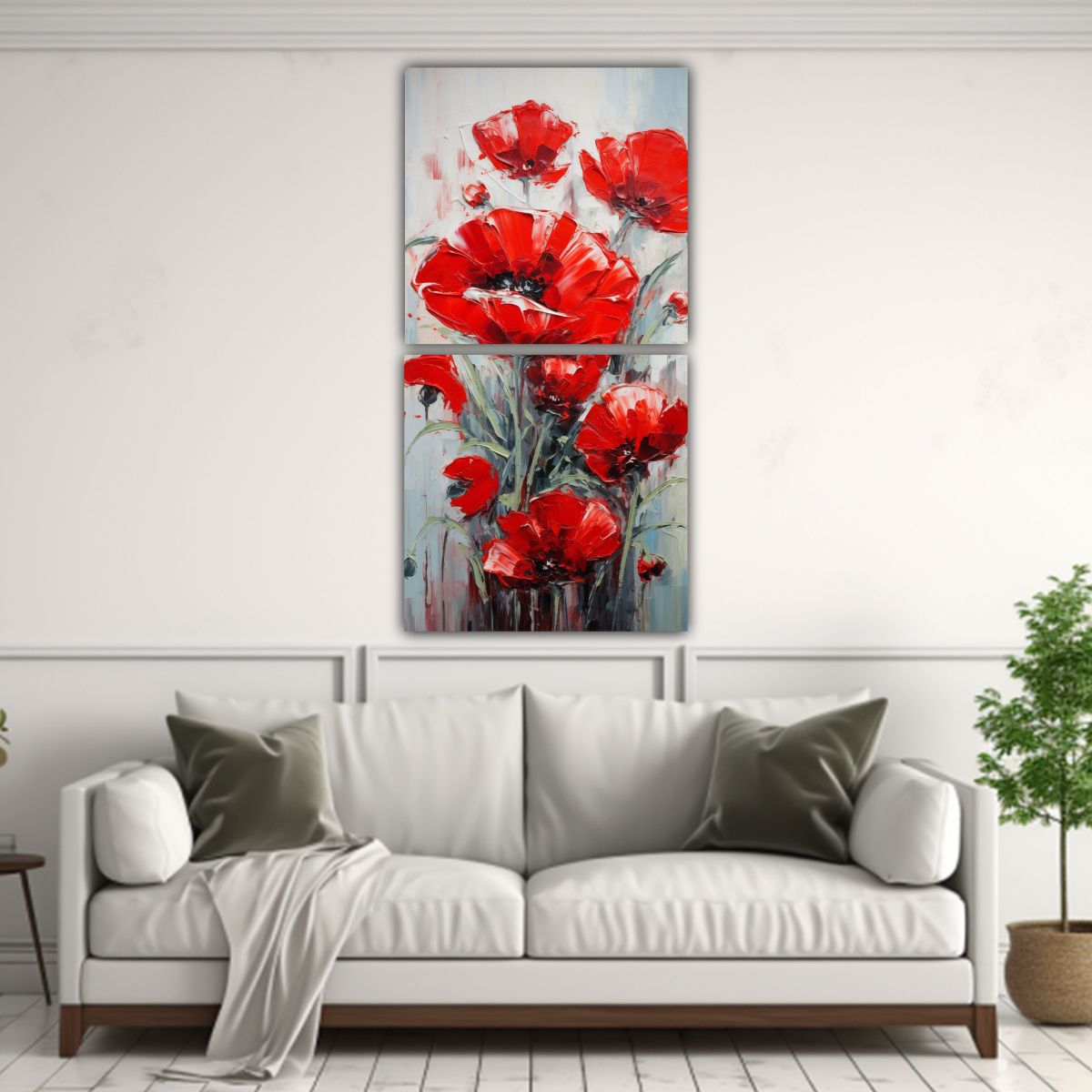 GENERICO - Pintura En Tela Estilo Red POPPIES Con Figuras 70x140 Cm