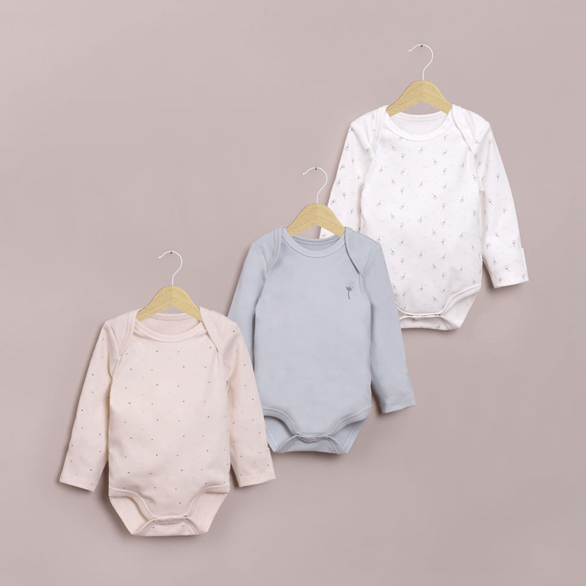 OPALINE - Tripack bodies manga larga flores de bebé niña