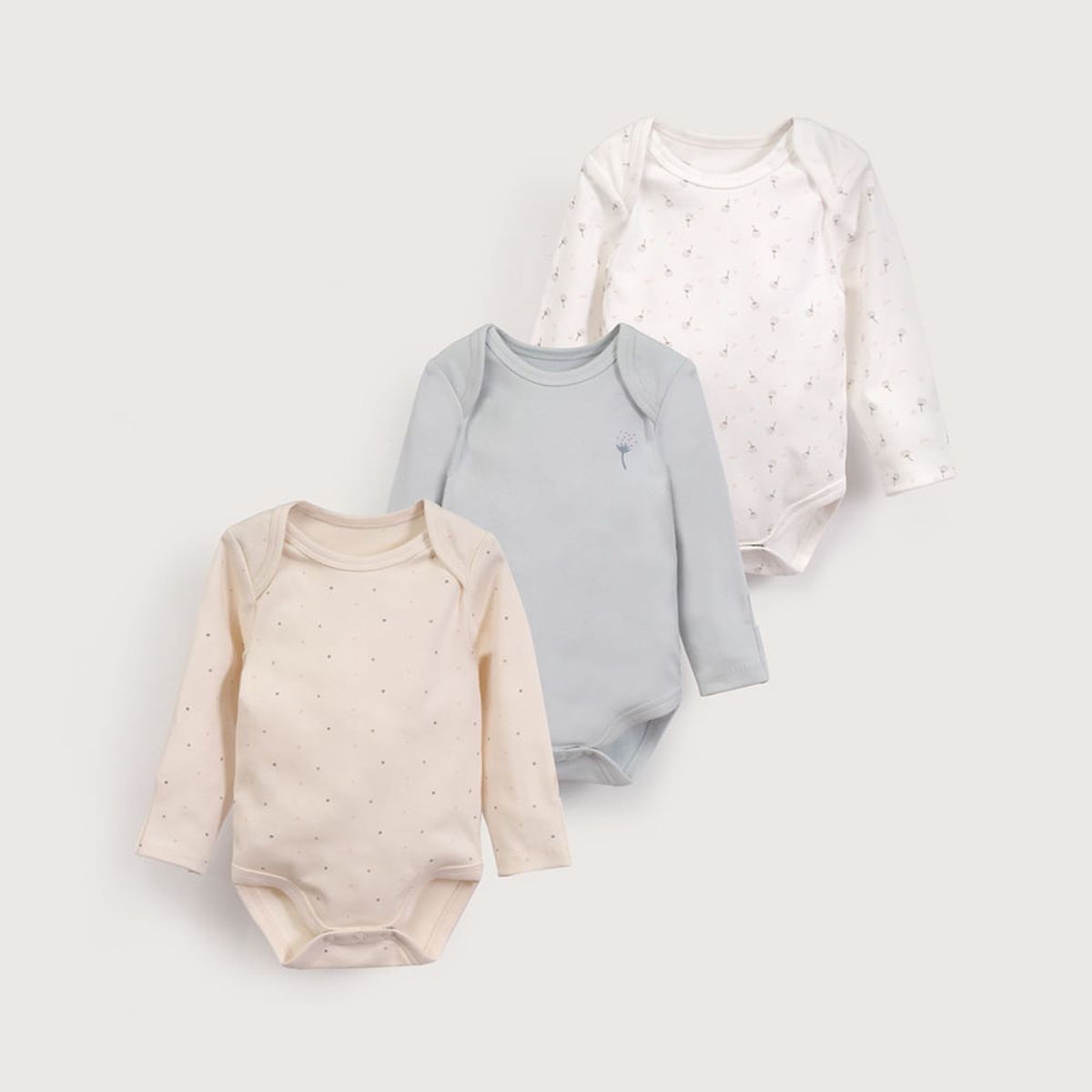 OPALINE - Tripack bodies manga larga flores de bebé niña