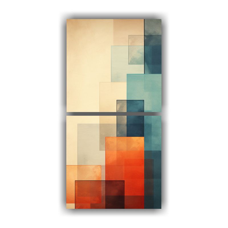 GENERICO - Cuadros Abstractos Geométricos Minimal Diptico 70x140 Cm