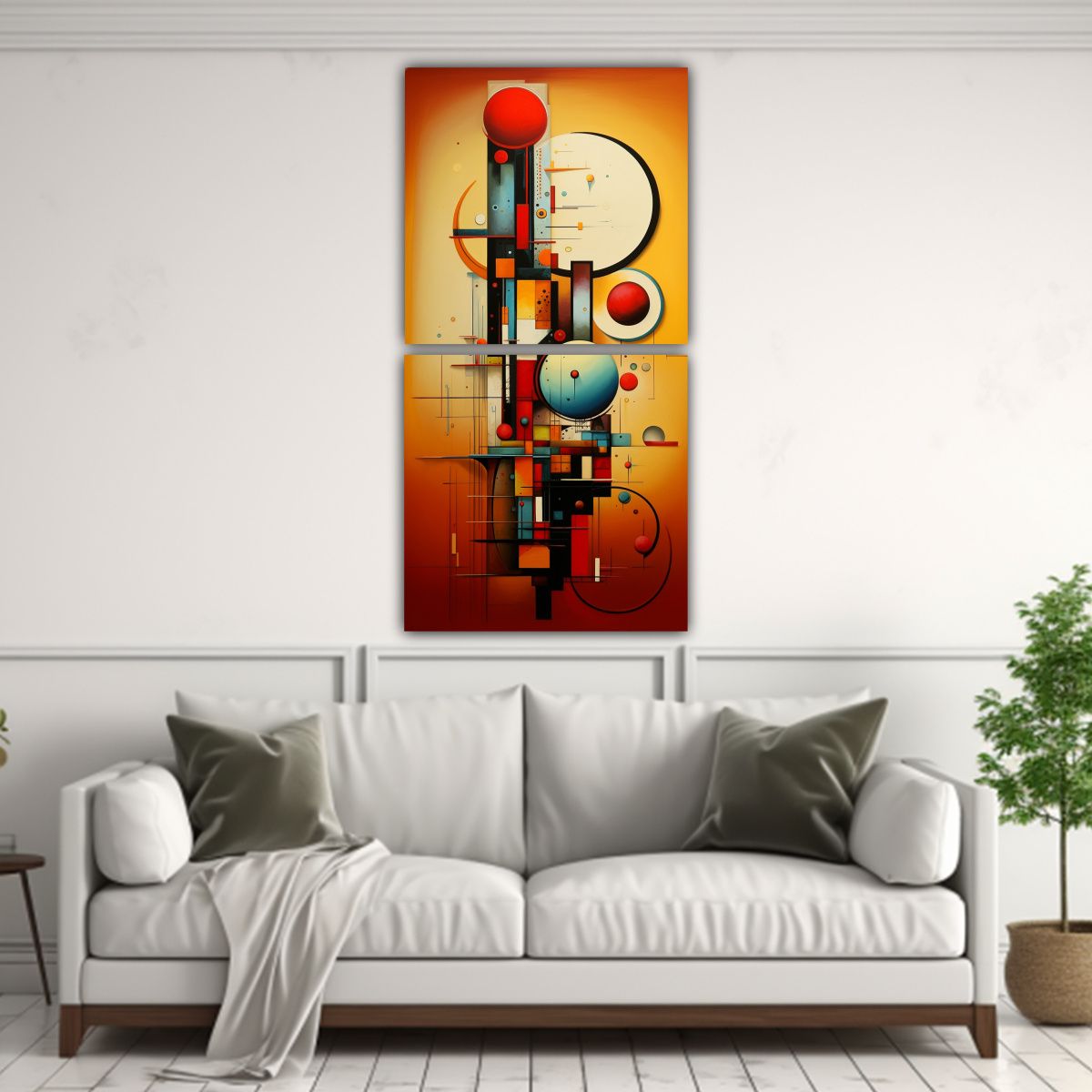 GENERICO - Cuadros Abstractos Modernos Para Living Dos 70x140 Cm