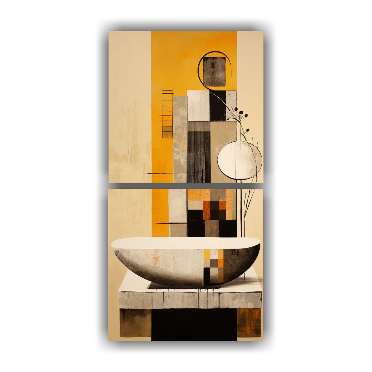 GENERICO - Cuadros Abstractos Lineales Para Baños 80x160 Cm
