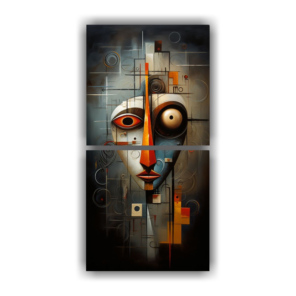 GENERICO - Cuadros Abstractos Plateados Para Baño 80x160 Cm