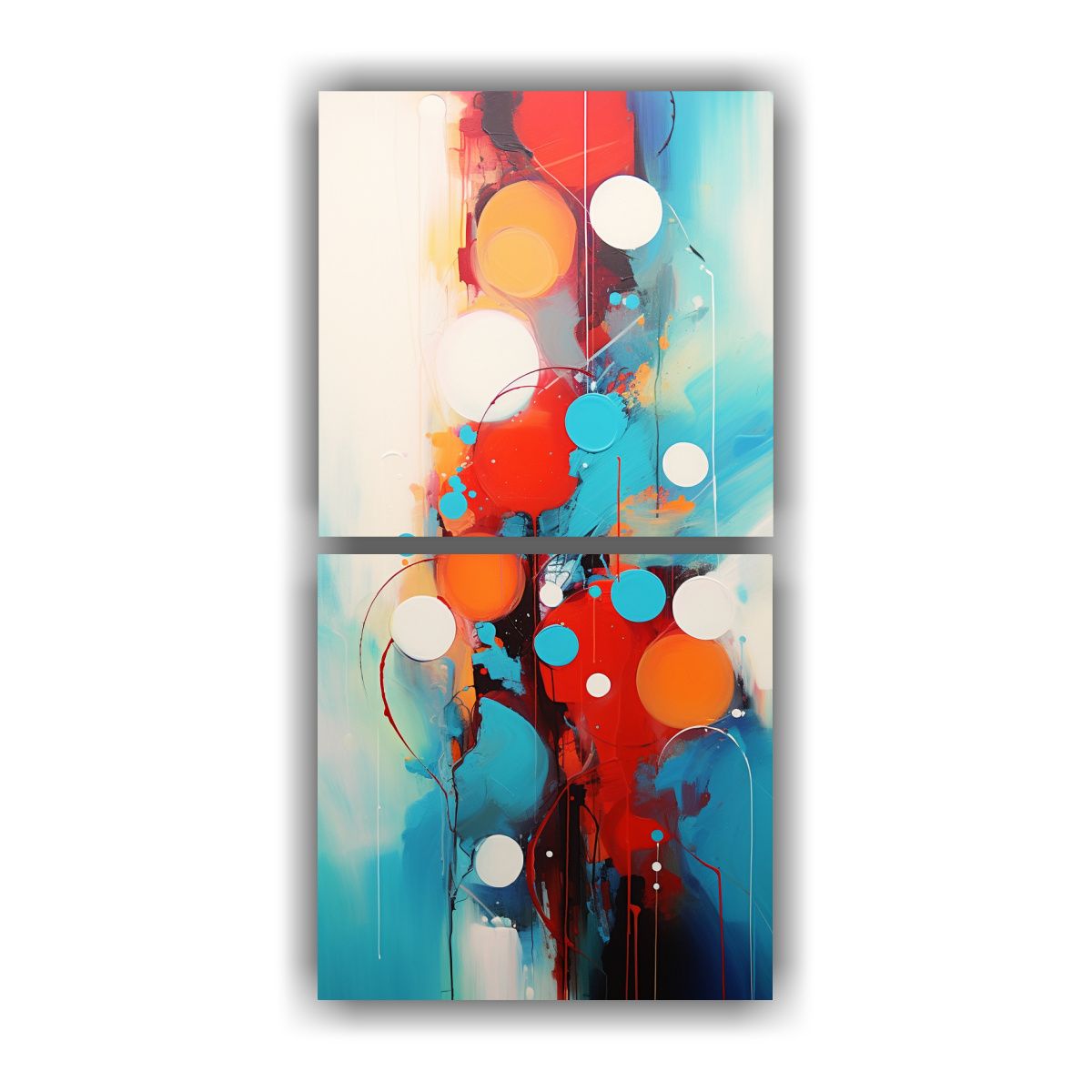 GENERICO - Pintura Abstracta Roja Y Azul Estilo Moderno Set 80x160 Cm