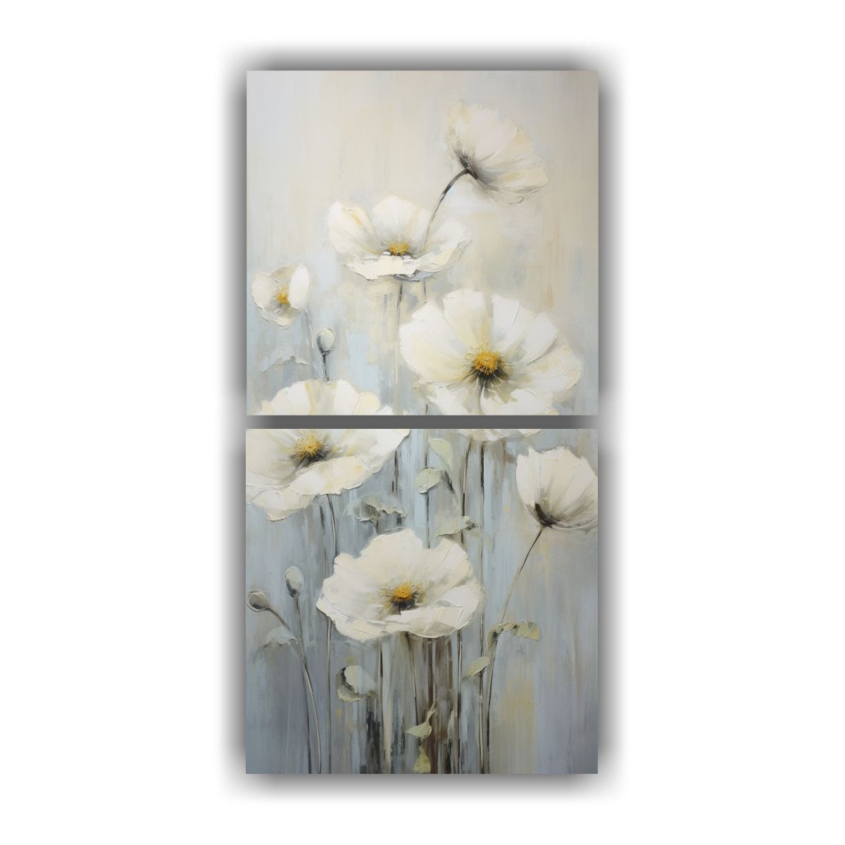 GENERICO - Cuadros Modernos De Amapolas Blancas En Líneas 80x160 Cm