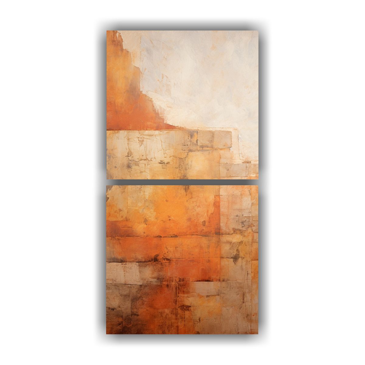 GENERICO - Cuadros Abstractos Con Tonos Terrosos Y Texturas 70x140 Cm