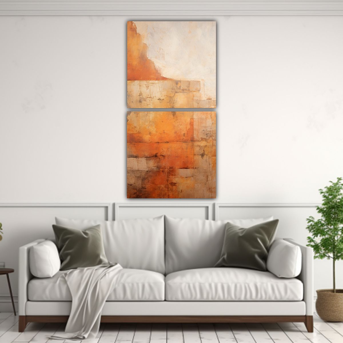 GENERICO - Cuadros Abstractos Con Tonos Terrosos Y Texturas 70x140 Cm