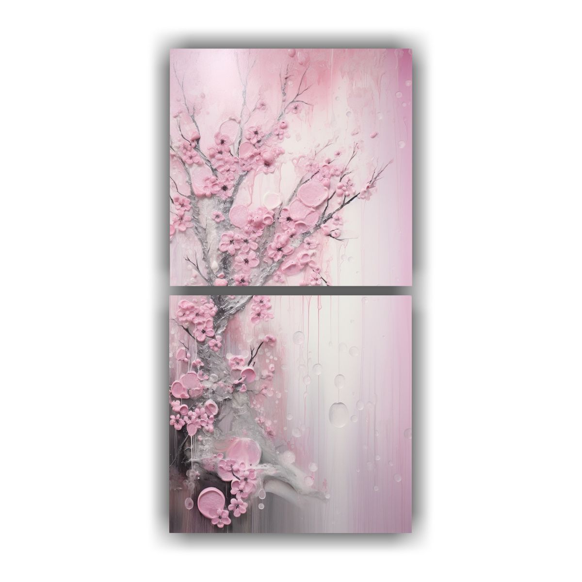 GENERICO - Cuadro De Temática En Rosa Y Plata 80x160 Cm