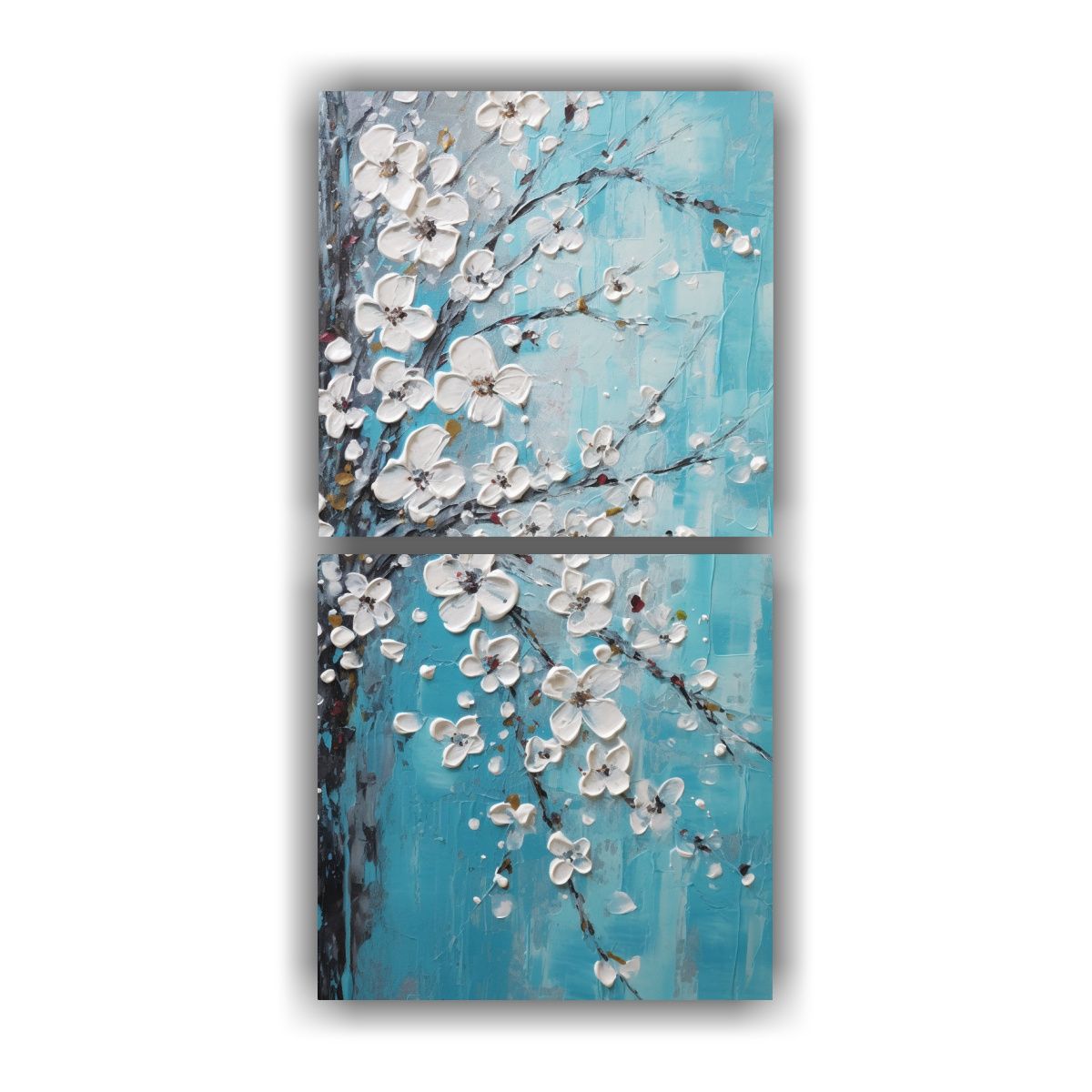 GENERICO - Lienzo Turquesa Con Cerezos En Flor En Decoración 70x140 Cm