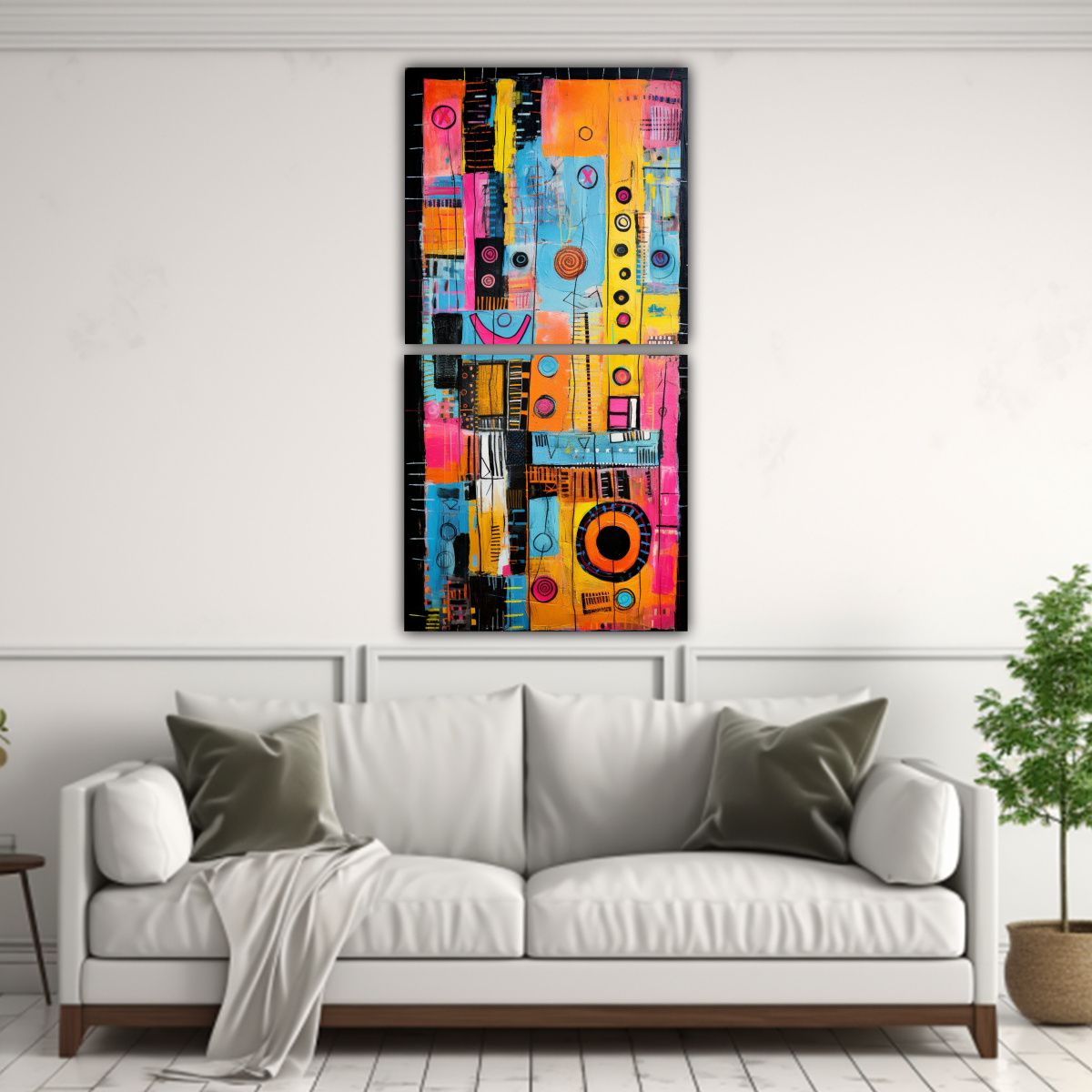 GENERICO - Dos Composiciones Finas Líneas Living Abstract 70x140 Cm